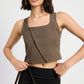 EMORY PARK Casual Brown Asymmetrical Vest Top