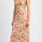 EMORY PARK Brown Floral Lace Contrast Maxi Dress