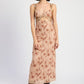 EMORY PARK Brown Floral Lace Contrast Maxi Dress