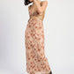 EMORY PARK Brown Floral Lace Contrast Maxi Dress