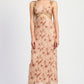 EMORY PARK Brown Floral Lace Contrast Maxi Dress