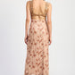 EMORY PARK Brown Floral Lace Contrast Maxi Dress