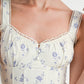 Emory Park Women's Chic Floral Squared Neck Bustier Cropped Top