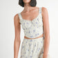 Emory Park Women's Chic Floral Squared Neck Bustier Cropped Top