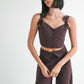 BUTTON UP CROPPED TOP WITH SHOULDER TIES