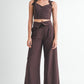 BUTTON UP CROPPED TOP WITH SHOULDER TIES