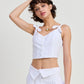BUTTON UP CROPPED TOP WITH SHOULDER TIES