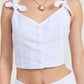 BUTTON UP CROPPED TOP WITH SHOULDER TIES
