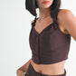 BUTTON UP CROPPED TOP WITH SHOULDER TIES