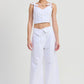 BUTTON UP CROPPED TOP WITH SHOULDER TIES