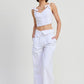 BUTTON UP CROPPED TOP WITH SHOULDER TIES