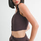BUTTON UP CROPPED TOP WITH SHOULDER TIES