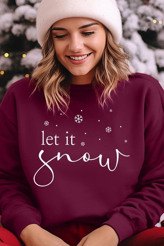 Color-Bear Women "Let it Snow" Holiday Graphic Fleece Sweatshirts