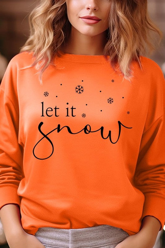 Color-Bear Women "Let it Snow" Holiday Graphic Fleece Sweatshirts
