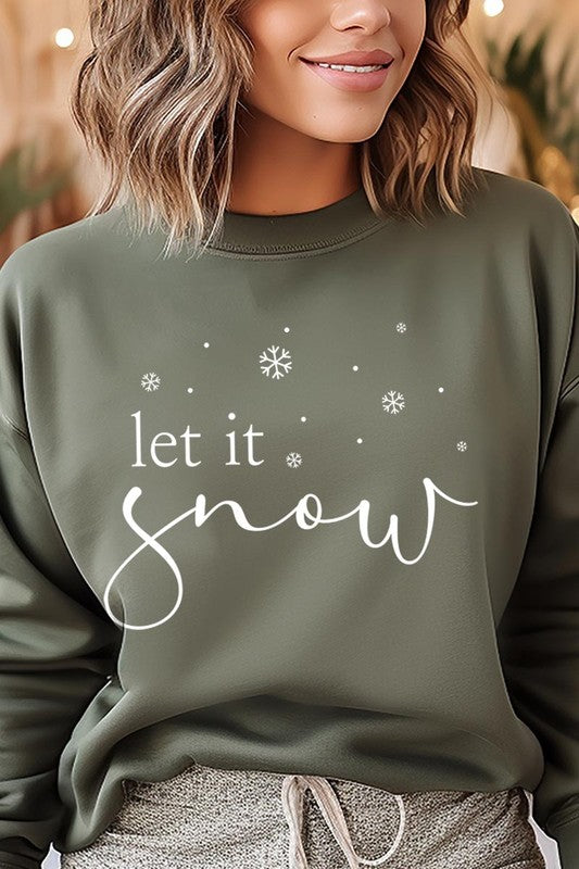 Color-Bear Women "Let it Snow" Holiday Graphic Fleece Sweatshirts