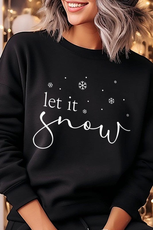 Color-Bear Women "Let it Snow" Holiday Graphic Fleece Sweatshirts