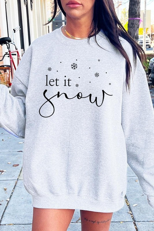 Color-Bear Women "Let it Snow" Holiday Graphic Fleece Sweatshirts
