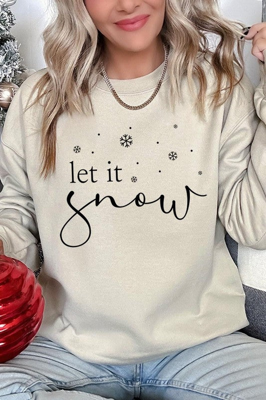 Color-Bear Women "Let it Snow" Holiday Graphic Fleece Sweatshirts