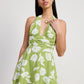 HALTER NECK FLORAL MINI DRESS