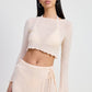 LONG SLEEVE BOAT NECK CROPPED TOP