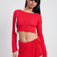 LONG SLEEVE BOAT NECK CROPPED TOP