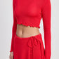LONG SLEEVE BOAT NECK CROPPED TOP