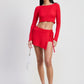 LONG SLEEVE BOAT NECK CROPPED TOP