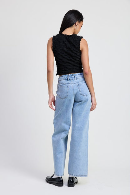 LAYERED STRAIGHT LEG DENIM PANT