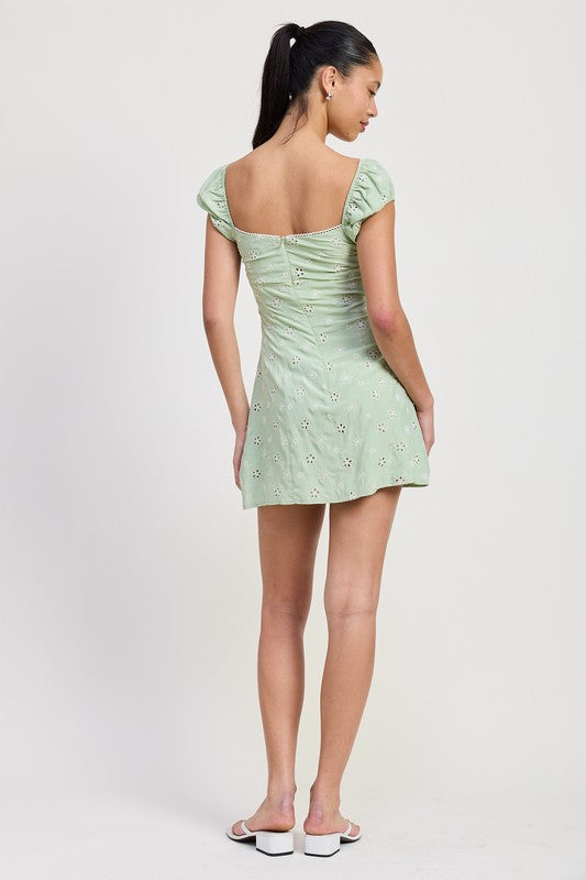 EMORY PARK Women's Mix Media Mini Ruched Dress in Color Mint & Ivory Modish X Co. (Miss Modish Boutique) EMORY PARK Women's Mix Media Mini Ruched Dress in Color Mint & Ivory Modish X Co. (Miss Modish Boutique)