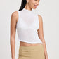 SLEEVELESS ASYMMETRICAL HIGH NECK TOP