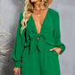 SYNZ Tied Flounce Sleeve Plunge Romper