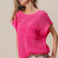 BiBi Patch Fuchsia Pocket Short Sleeve Sweater