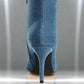 RAG & Co. Flapper Bow Detail Denim Ankle Boots