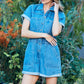 VEVERET Elastic Waistband Denim Romper