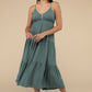 Woven Sweetheart Neckline Tiered Cami Midi Dress