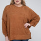 ZENANA Plus Brushed Melange Drop Shoulder Sweater