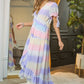 DAVI & DANI Lilac Ombre V-Neckline short Puff Sleeve High-low Maxi Dress