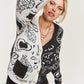 Heart paisley Color block cardigan PLUS JJK5018P