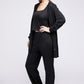NUVI APPAREL 3 Pieces Solid Black Tank Top & Pants & Cardigan Set