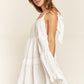 JADE by JANE Square Collar Tied Straps Ruffle Dress