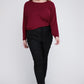 ZENANA Plus Ribbed Batwing Long Sleeve Boat Neck Sweater