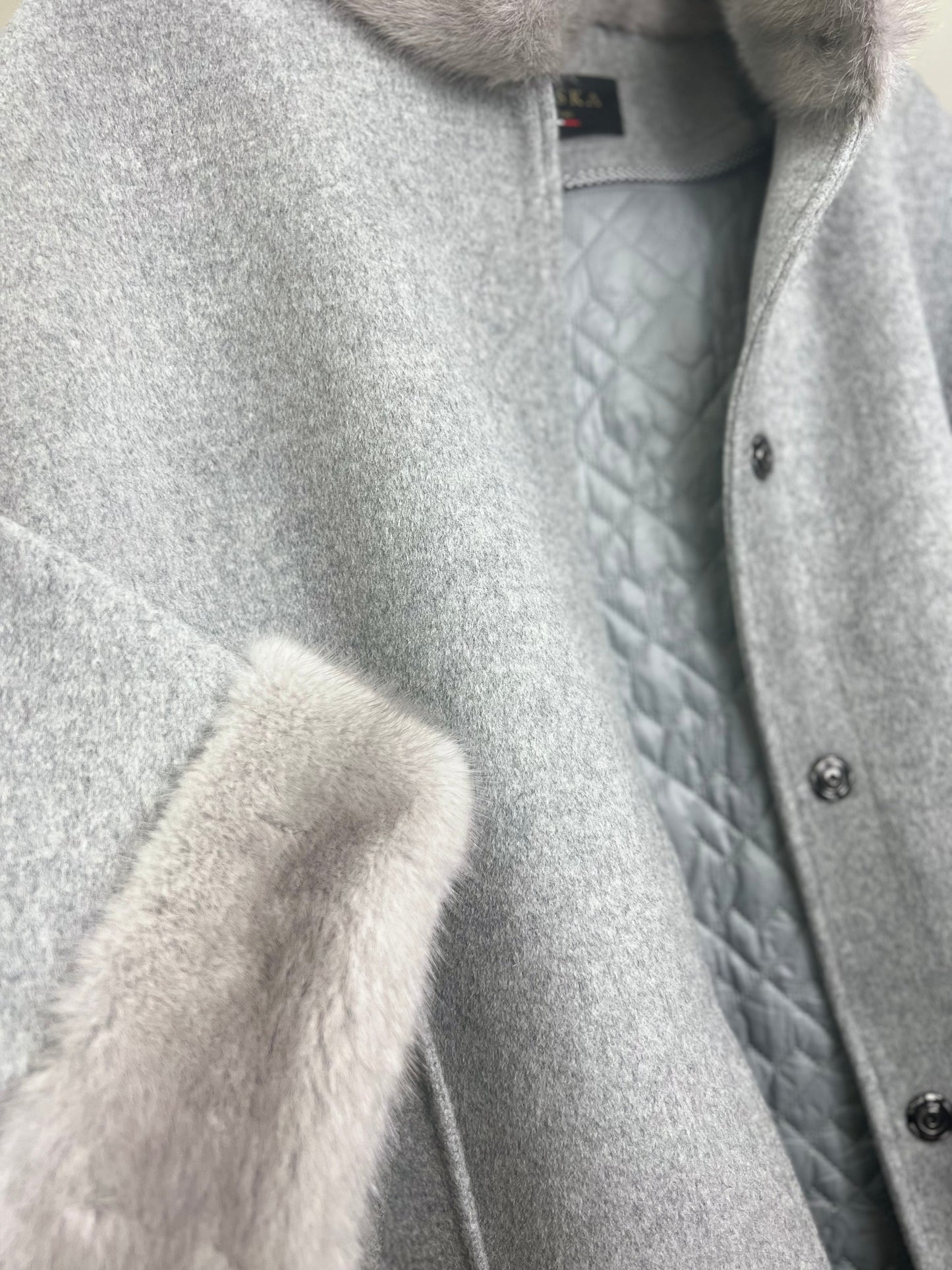 Genuine Scandinavian Mink Fur Virgin Wool Coat