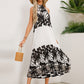 Tied Printed Sleeveless Midi Dress