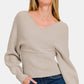 ZENANA Cross Wrap Rib Long Sleeve Sweater