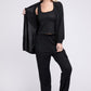 NUVI APPAREL 3 Pieces Solid Black Tank Top & Pants & Cardigan Set