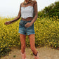 DAVI & DANI Bead and Pearl Embellished Long Sleeves Mesh Top