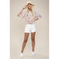 NUVI APPAREL Floral chiffon top with lace trim