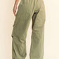 Davi & Dani Women's Olive Green Drawstring Baggy Pants with Pockets