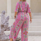 H.R.Z. Plus Size Printed Half Sleeve Wide Leg Jumpsuit