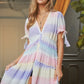 DAVI & DANI Lilac Ombre V-Neckline short Puff Sleeve High-low Maxi Dress